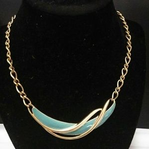 Aqua and gold tone Tahari choker